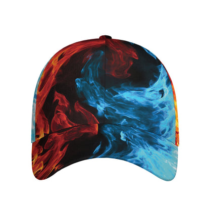 Red And Blue Twin Flame Print Baseball Cap