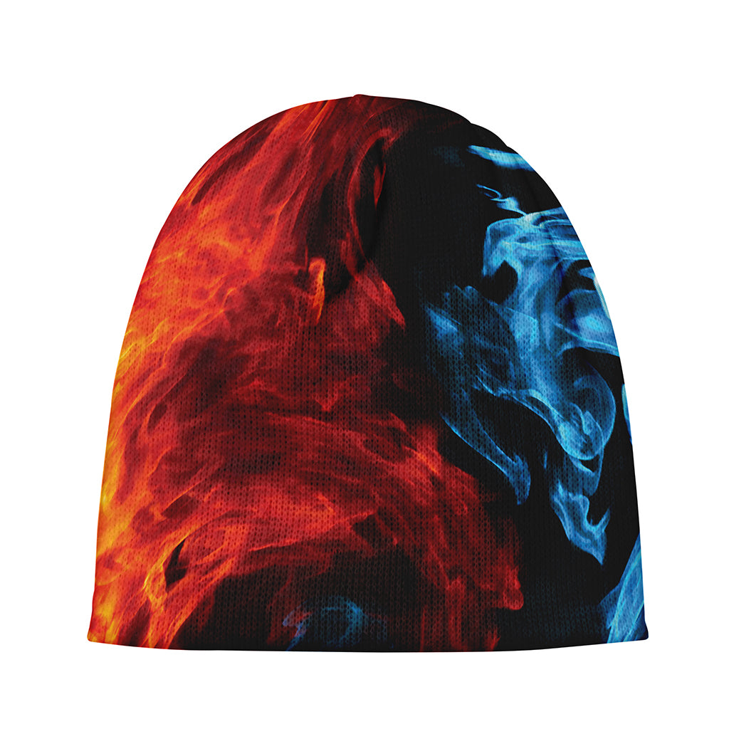 Red And Blue Twin Flame Print Beanie