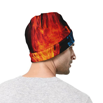 Red And Blue Twin Flame Print Beanie