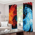 Red And Blue Twin Flame Print Dimout Grommet Curtains