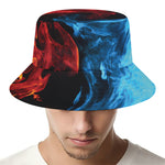 Red And Blue Twin Flame Print Bucket Hat