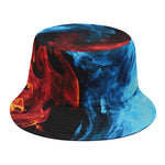 Red And Blue Twin Flame Print Bucket Hat