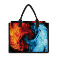 Red And Blue Twin Flame Print Canvas Tote Bag