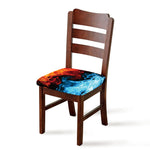 Red And Blue Twin Flame Print Chair Cushion Cover