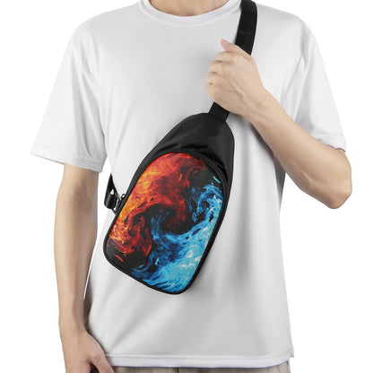 Red And Blue Twin Flame Print Chest Bag