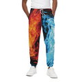 Red And Blue Twin Flame Print Cotton Sweatpants
