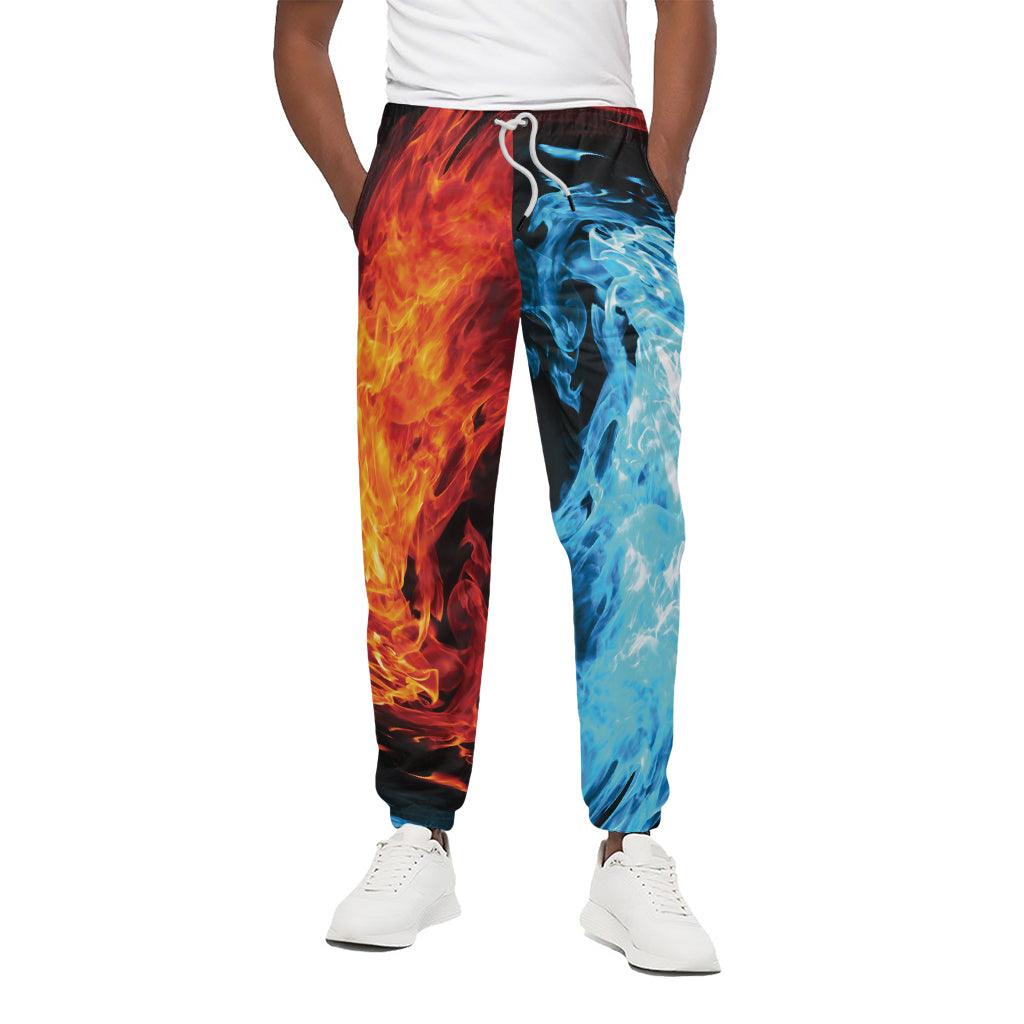 Red And Blue Twin Flame Print Cotton Pants