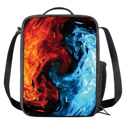 Red And Blue Twin Flame Print Crossbody Lunch Bag