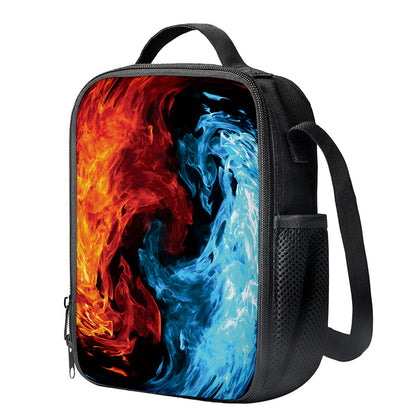 Red And Blue Twin Flame Print Crossbody Lunch Bag