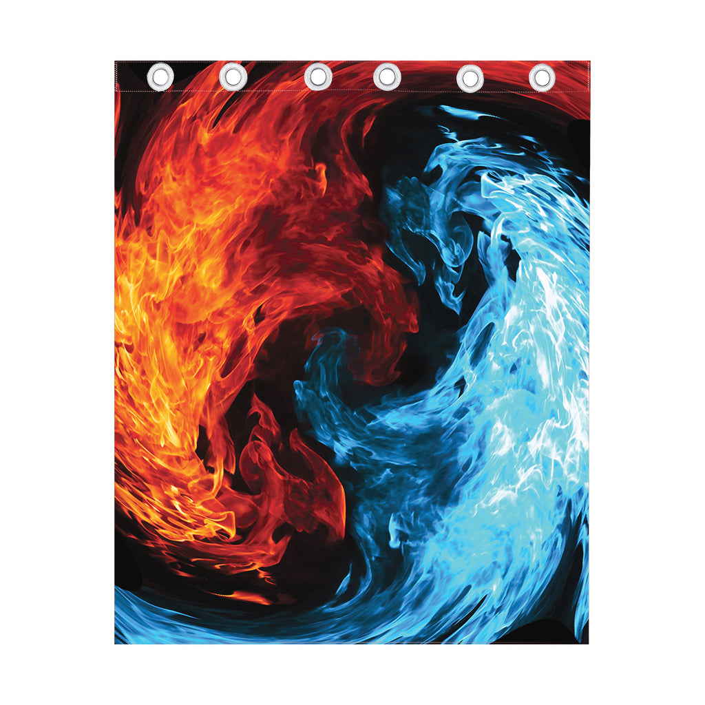 Red And Blue Twin Flame Print Curtain