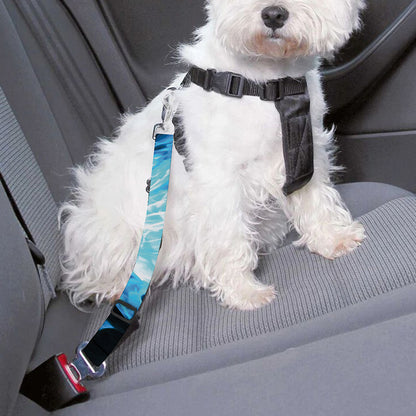 Red And Blue Twin Flame Print Dog Seat Belt