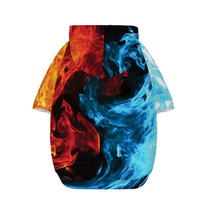 Red And Blue Twin Flame Print Dog Zip Up Hoodie