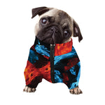 Red And Blue Twin Flame Print Dog Zip Up Jacket