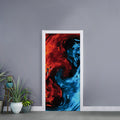 Red And Blue Twin Flame Print Door Sticker