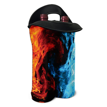 Red And Blue Twin Flame Print Double Neoprene Wine Tote