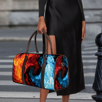 Red And Blue Twin Flame Print Duffle Bag