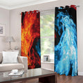Red And Blue Twin Flame Print Extra Wide Grommet Curtains