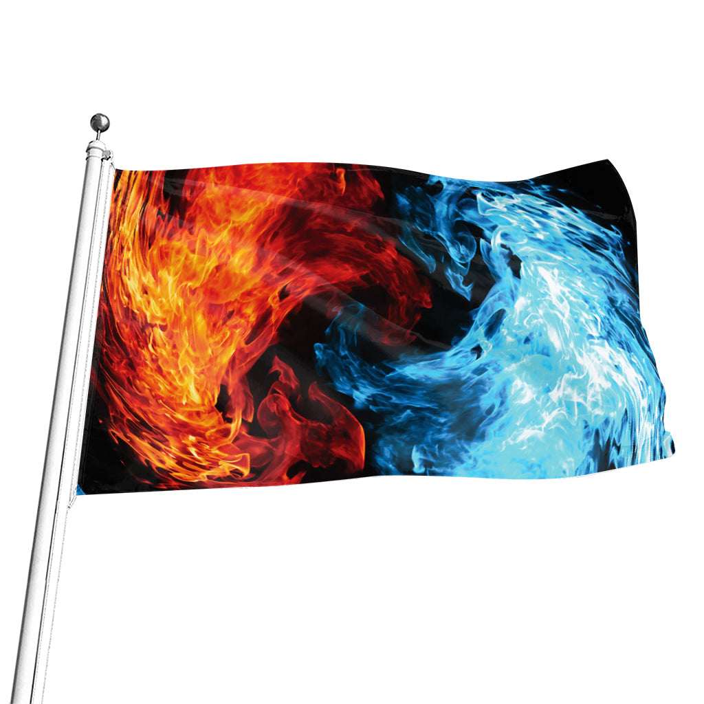 Red And Blue Twin Flame Print Flag