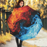 Red And Blue Twin Flame Print Foldable Umbrella