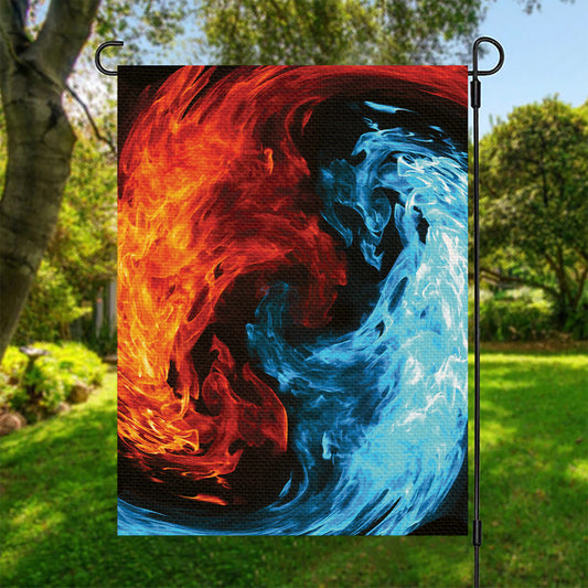 Red And Blue Twin Flame Print Garden Flag