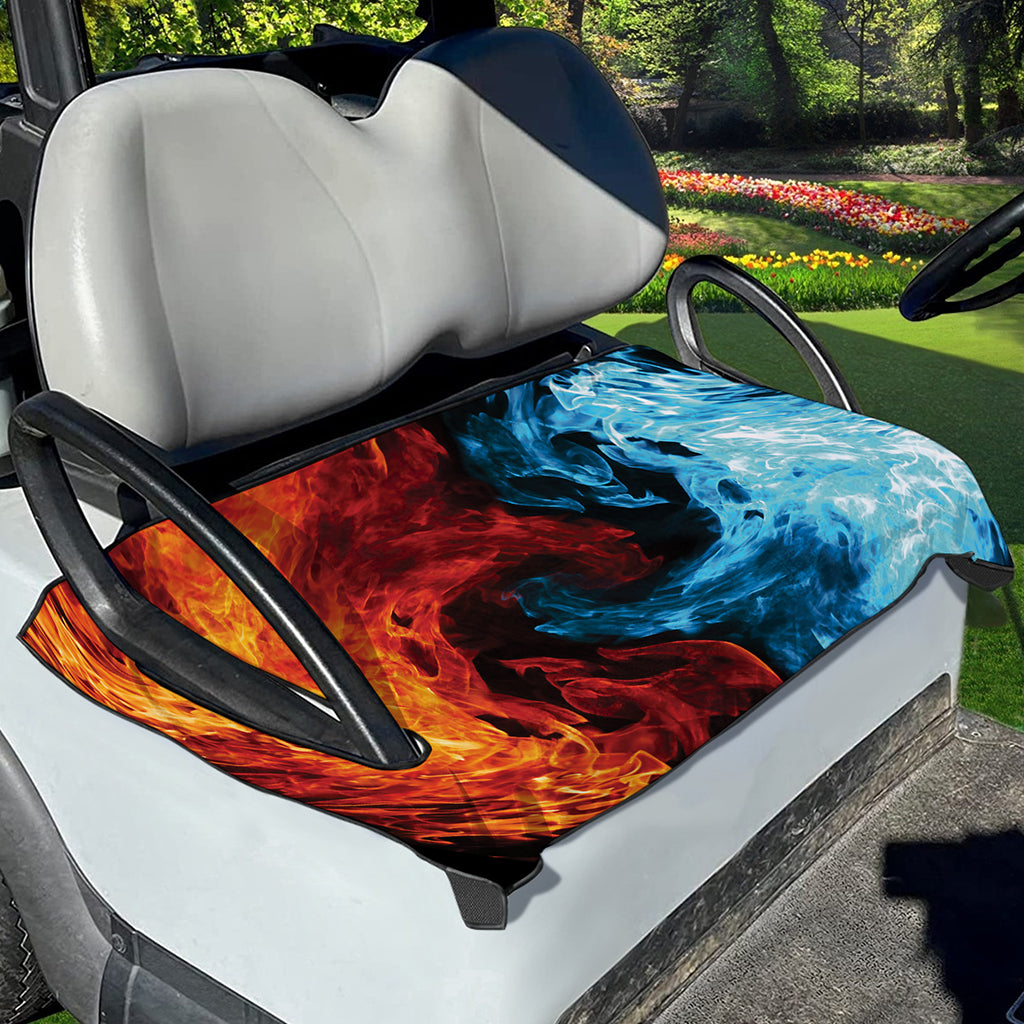 Red And Blue Twin Flame Print Golf Cart Seat Cover
