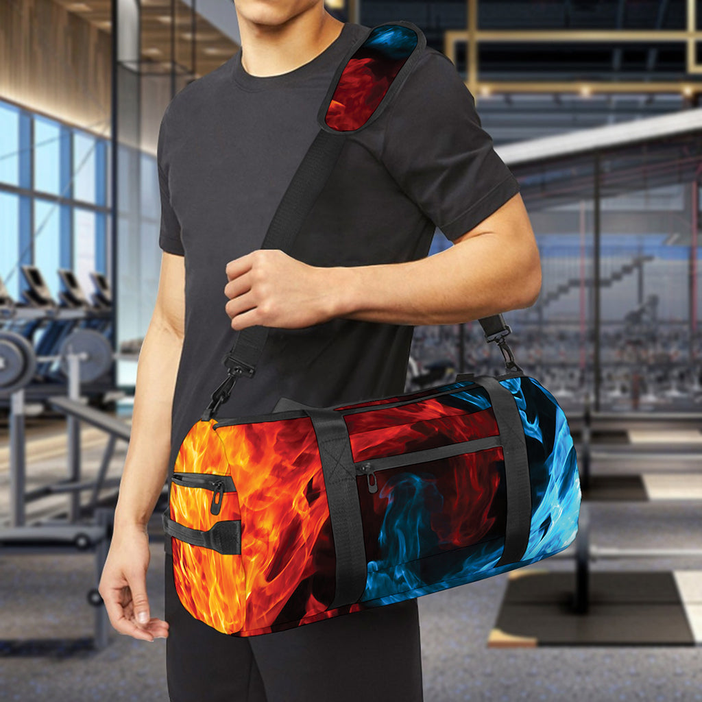 Red And Blue Twin Flame Print Gym Bag