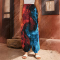 Red And Blue Twin Flame Print Harem Pants