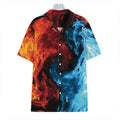 Red And Blue Twin Flame Print Hawaiian Shirt