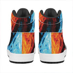 Red And Blue Twin Flame Print High Top Leather Sneakers