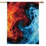 Red And Blue Twin Flame Print House Flag