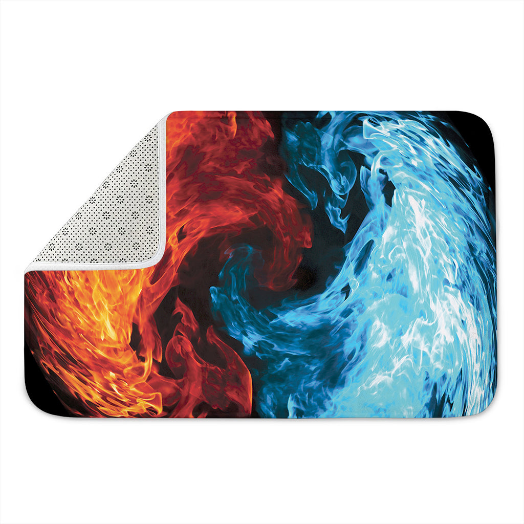 Red And Blue Twin Flame Print Indoor Door Mat