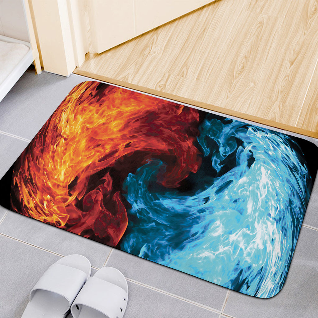Red And Blue Twin Flame Print Indoor Door Mat