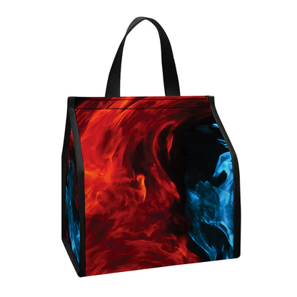 Red And Blue Twin Flame Print Insulated Lunch Tote