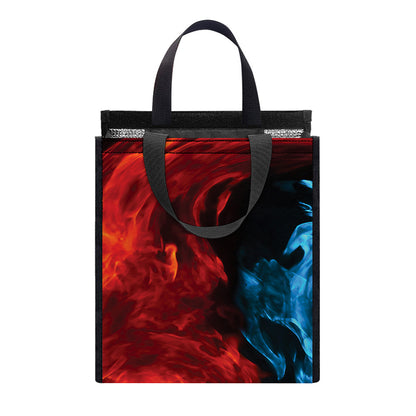 Red And Blue Twin Flame Print Insulated Lunch Tote