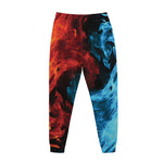 Red And Blue Twin Flame Print Jogger Pants