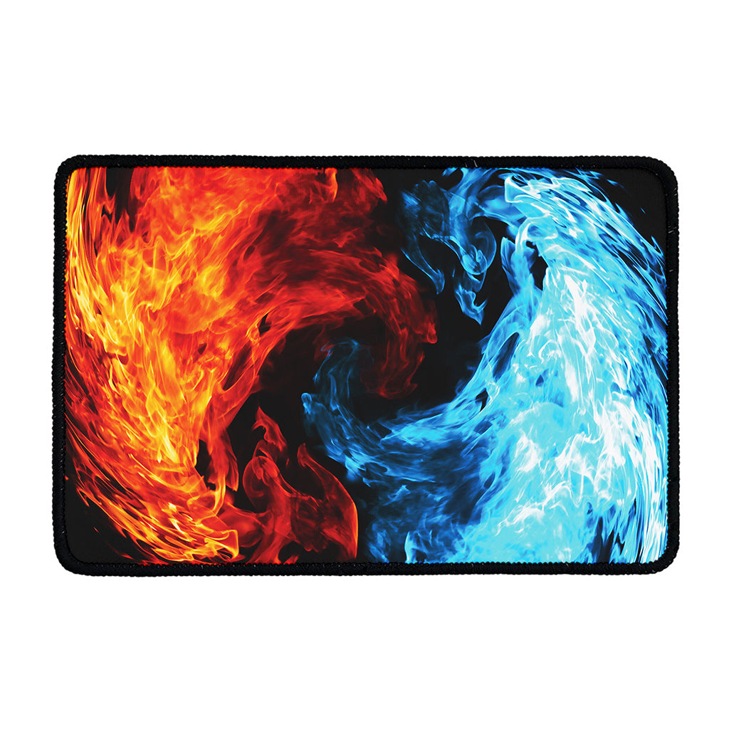 Red And Blue Twin Flame Print Kitchen Mat
