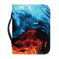 Red And Blue Twin Flame Print Leather Bible Cover