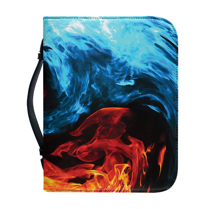Red And Blue Twin Flame Print Leather Bible Cover