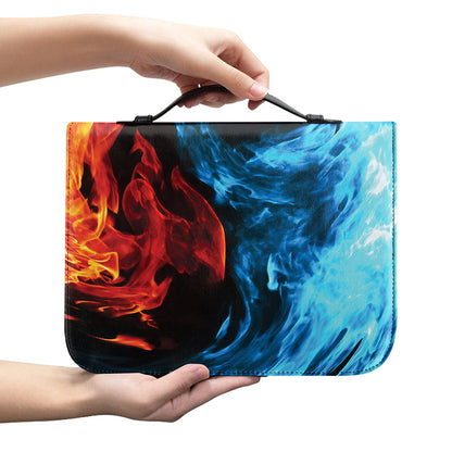 Red And Blue Twin Flame Print Leather Bible Cover