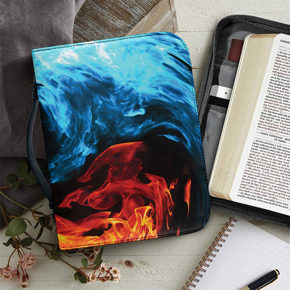 Red And Blue Twin Flame Print Leather Bible Cover