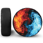 Red And Blue Twin Flame Print Leather Spare Tire Cover