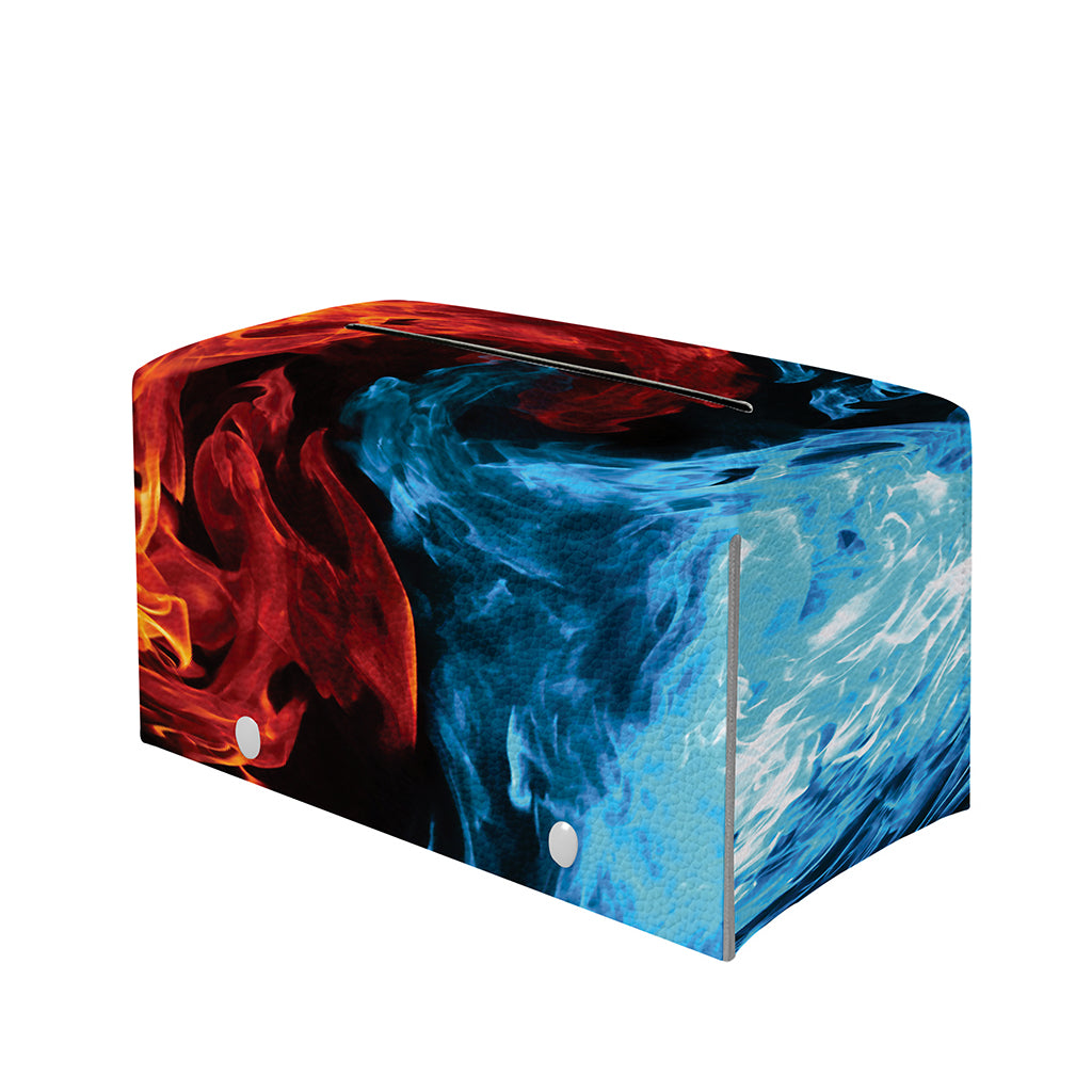 Red And Blue Twin Flame Print Leather Tissue Box Cover
