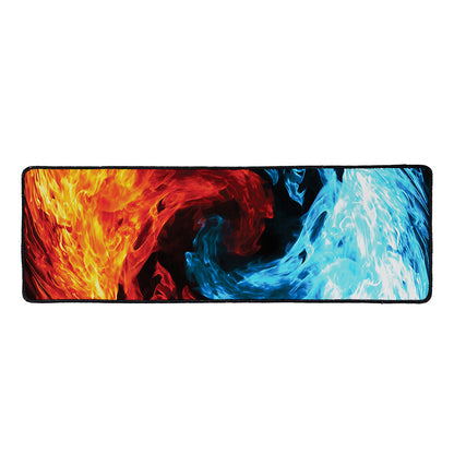 Red And Blue Twin Flame Print Long Kitchen Mat