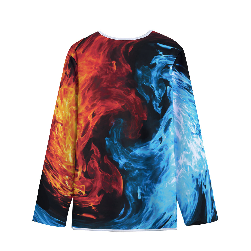Red And Blue Twin Flame Print Long Sleeve Short Coat
