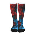 Red And Blue Twin Flame Print Long Socks
