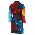 Red And Blue Twin Flame Print Men's Bathrobe