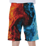 Red And Blue Twin Flame Print Men's Beach Shorts