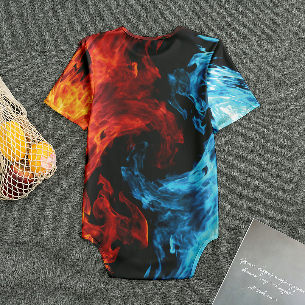 Red And Blue Twin Flame Print Men's Bodysuit