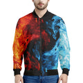 Red And Blue Twin Flame Print Men's Bomber Jacket