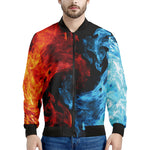 Red And Blue Twin Flame Print Men's Bomber Jacket